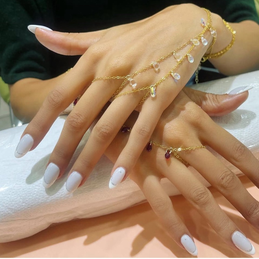 14K GOLD SWAROVSKI HAND CHAIN - BRACELET